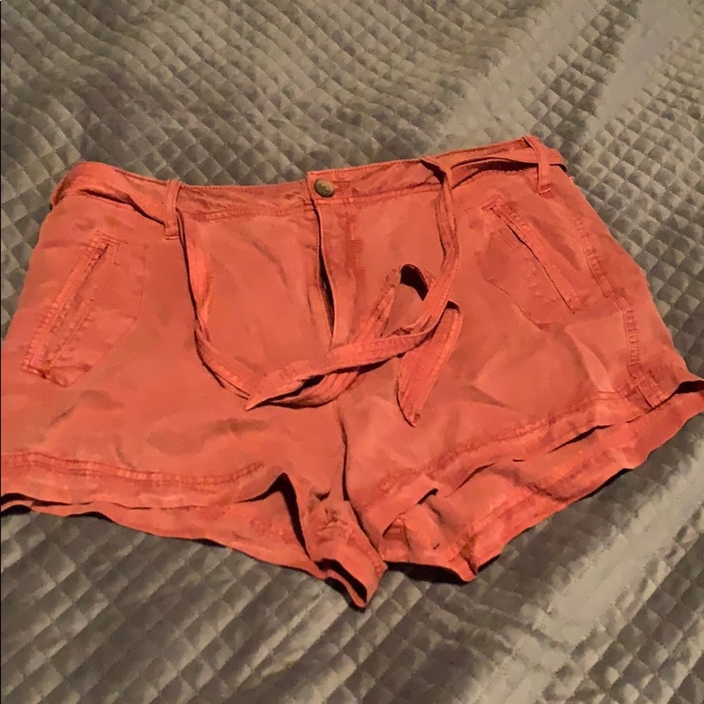 High rise burnt orange shorts